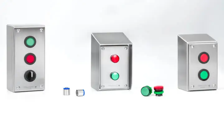 Boîtier à bouton-poussoir en acier inoxydable avec interrupteurs de commande